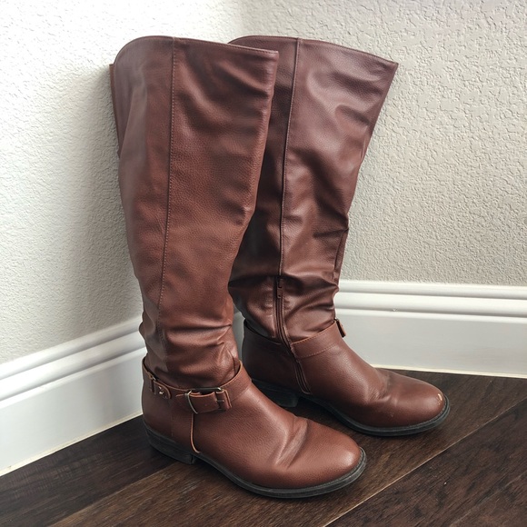 Shoes - Knee High Brown Leather Boots